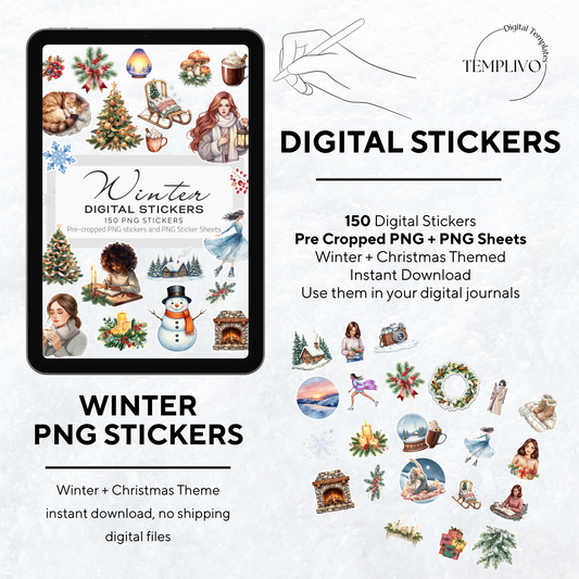Digital Stickers, Winter digital stickers, christmas stickers for digital planner, ipad stickers, stickers sheet, png stickers, winter stickers, christmas stickers, christmas digital stickers, digitale Aufkleber