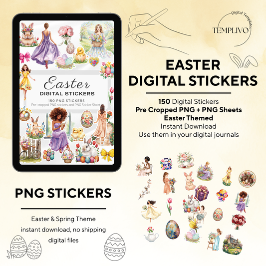 Digital stickers easter, digital planner stickers, easter, spring theme, planner stickers, PNG stickers, for goodnotes planner and samsung notes, aesthetic stickers, watercolor png, watercolor stickers, clipart, digitale sticker, stickers numériques, stickers digitali, paques, pasqua, Frühling, digitaler planer