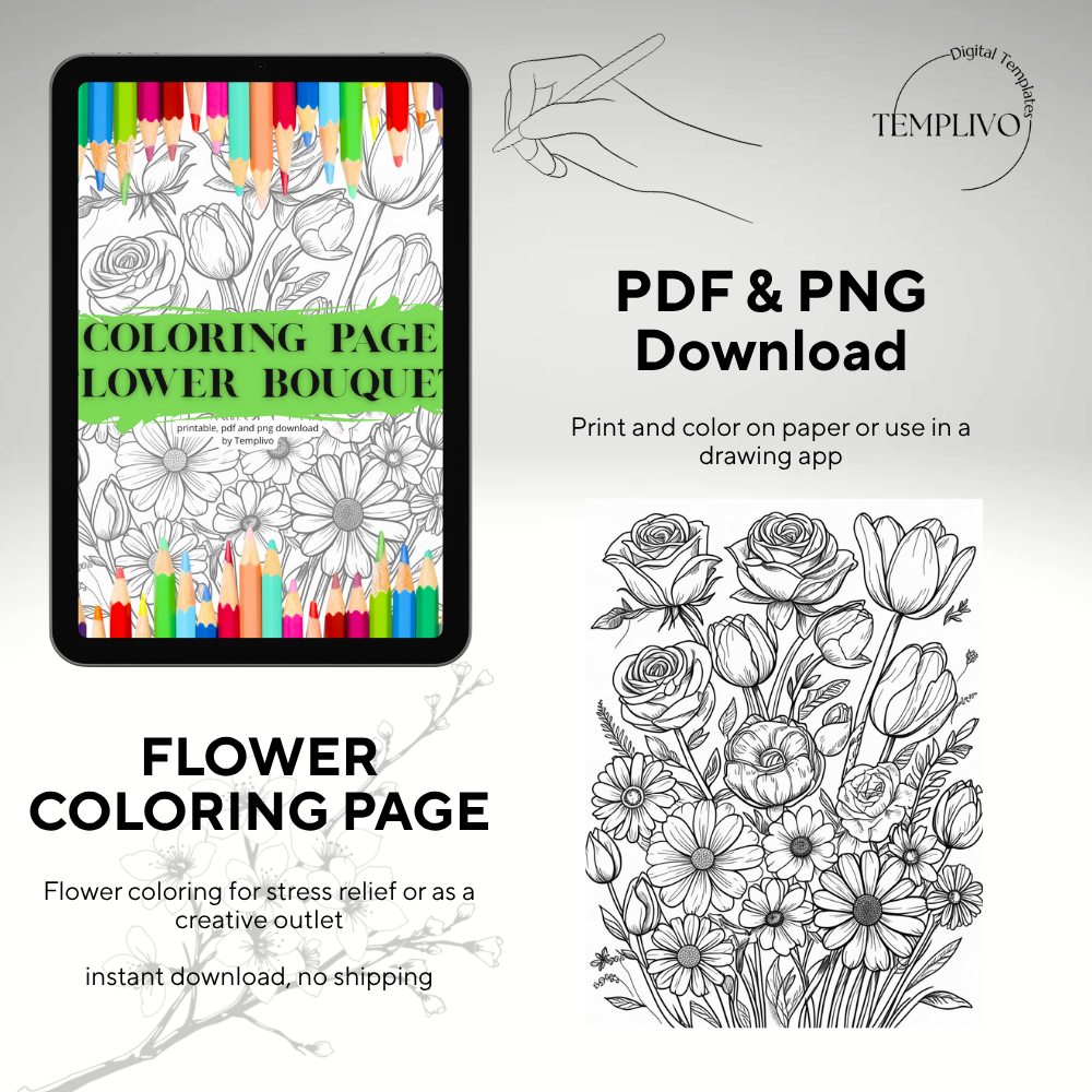 Flower Coloring Page, coloring page, Malseite Blumen, Ausmalbild, Ausmalen, BLumen malen, Flower coloring, adult coloring, relaxing coloring page