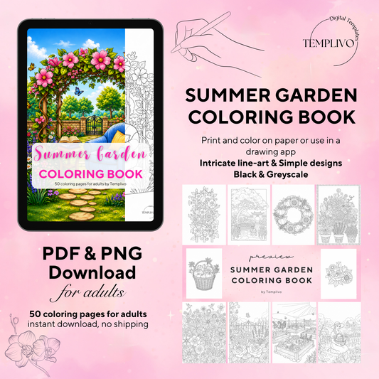 Adult coloring book, summer garden, coloring book, floral, coloriage png, floral coloring pages, adult coloring pages, doodle colouring book, flower colouring pages png, adult coloring pages printable, adult coloring, coloring pages for adults, coloring page digital, Instant download, Intricate, High detail, Line art, best seller, grey scale, summer flowers, Malbuch, Malseiten