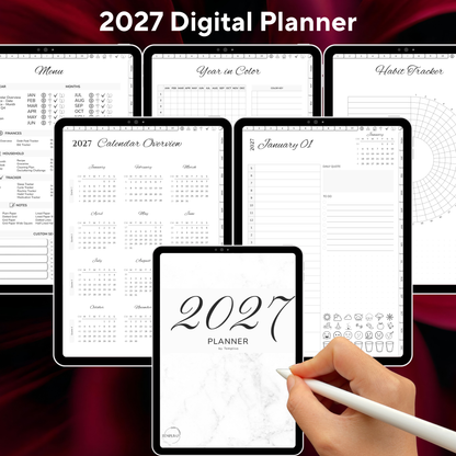 Digital Planner 2027, Digitaler Planer, 2027 Digital Planner, portrait orientation, Sunday start planner, printable planner, Digital planner 2027, Digital calendar 2027 Sunday Start, journal for samsung notes, goodnotes and ipad, daily, weekly and monthly pages with lifestyle templates, daily, weekly planner, monthly planner, digital planner, goodnotes planner, digital journal, notebook, adhd planner, hyperlinked, digital download, 2027 calendar, digitaler planer, digitale agenda, numerique
