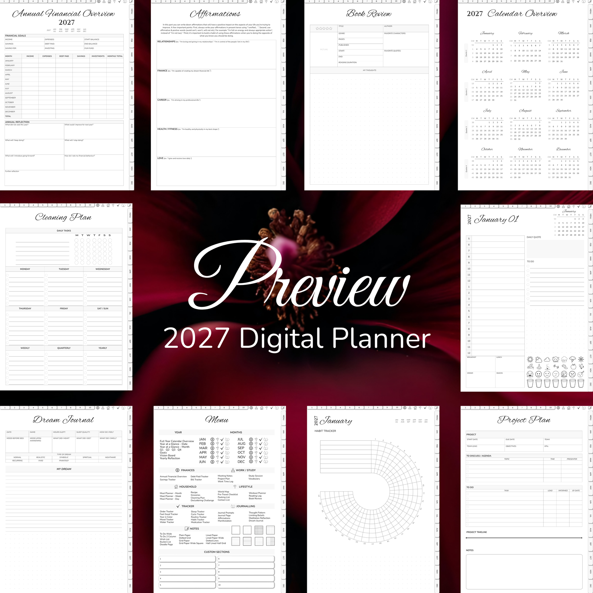 Digital Planner 2027, Digitaler Planer, 2027 Digital Planner, portrait orientation, Sunday start planner, printable planner, Digital planner 2027, Digital calendar 2027 Sunday Start, journal for samsung notes, goodnotes and ipad, daily, weekly and monthly pages with lifestyle templates, daily, weekly planner, monthly planner, digital planner, goodnotes planner, digital journal, notebook, adhd planner, hyperlinked, digital download, 2027 calendar, digitaler planer, digitale agenda, numerique