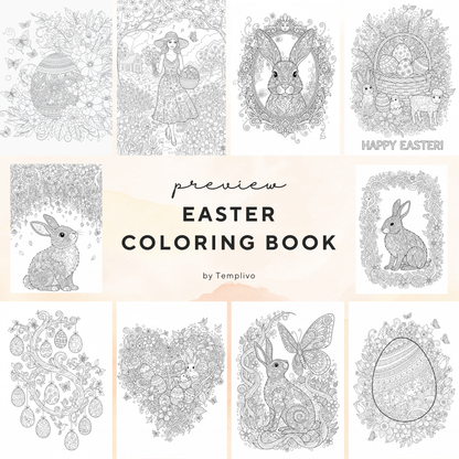 Easter coloring book, adult coloring sheets, coloring book, spring theme, easter colouring, adult coloring book, Malbuch, Malseiten, Ostern, Oster Malbuch, intricate, lilne-art, high detail black and greyscale, pdf, png, printable coloring sheets, digital coloring