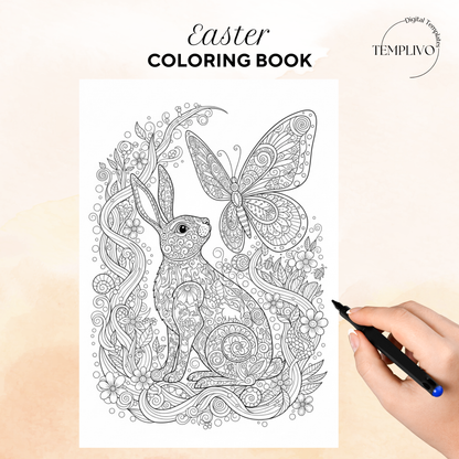 Easter coloring book, adult coloring sheets, coloring book, spring theme, easter colouring, adult coloring book, Malbuch, Malseiten, Ostern, Oster Malbuch, intricate, lilne-art, high detail black and greyscale, pdf, png, printable coloring sheets, digital coloring