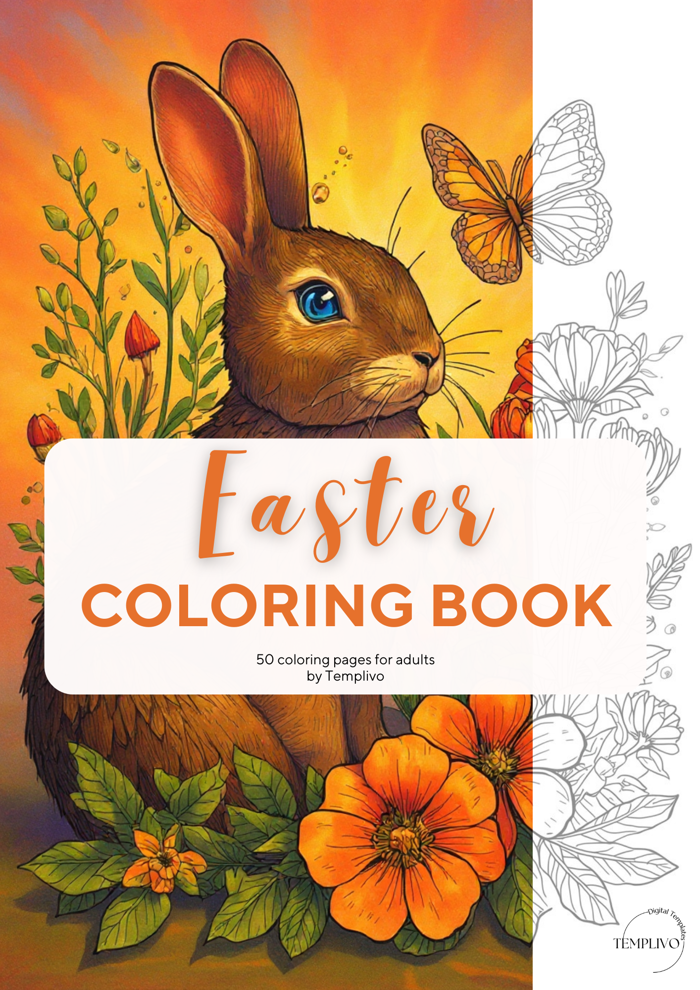 Easter coloring book, adult coloring sheets, coloring book, spring theme, easter colouring, adult coloring book, Malbuch, Malseiten, Ostern, Oster Malbuch, intricate, lilne-art, high detail black and greyscale, pdf, png, printable coloring sheets, digital coloring