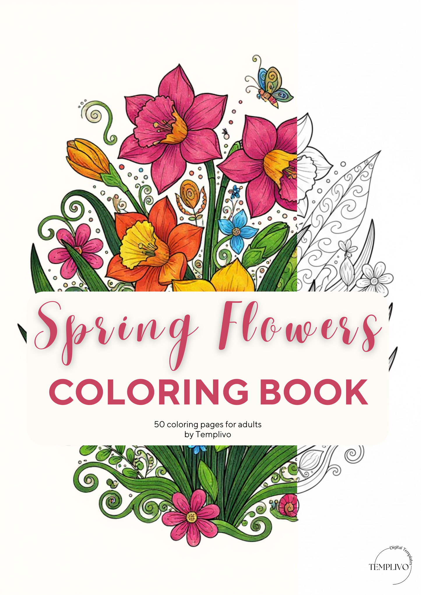 adult coloring pages, Spring Flowers coloring book, coloring book, spring theme, flower colouring, adult coloring book, Malbuch, Malseiten, Frühlingsblumen, frühling Malbuch, intricate, line-art, high detail black and greyscale, pdf, png, printable coloring sheets, digital coloring, livres coloriage adulte, doodle coloring, 
ausmalbilder erwachsene, digital download, Instant download, Coloring Pages for adults, coloriage png, floral coloring, printemps, fleurs