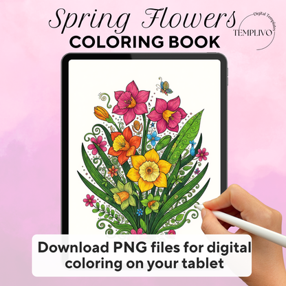 adult coloring pages, Spring Flowers coloring book, coloring book, spring theme, flower colouring, adult coloring book, Malbuch, Malseiten, Frühlingsblumen, frühling Malbuch, intricate, line-art, high detail black and greyscale, pdf, png, printable coloring sheets, digital coloring, livres coloriage adulte, doodle coloring, 
ausmalbilder erwachsene, digital download, Instant download, Coloring Pages for adults, coloriage png, floral coloring, printemps, fleurs