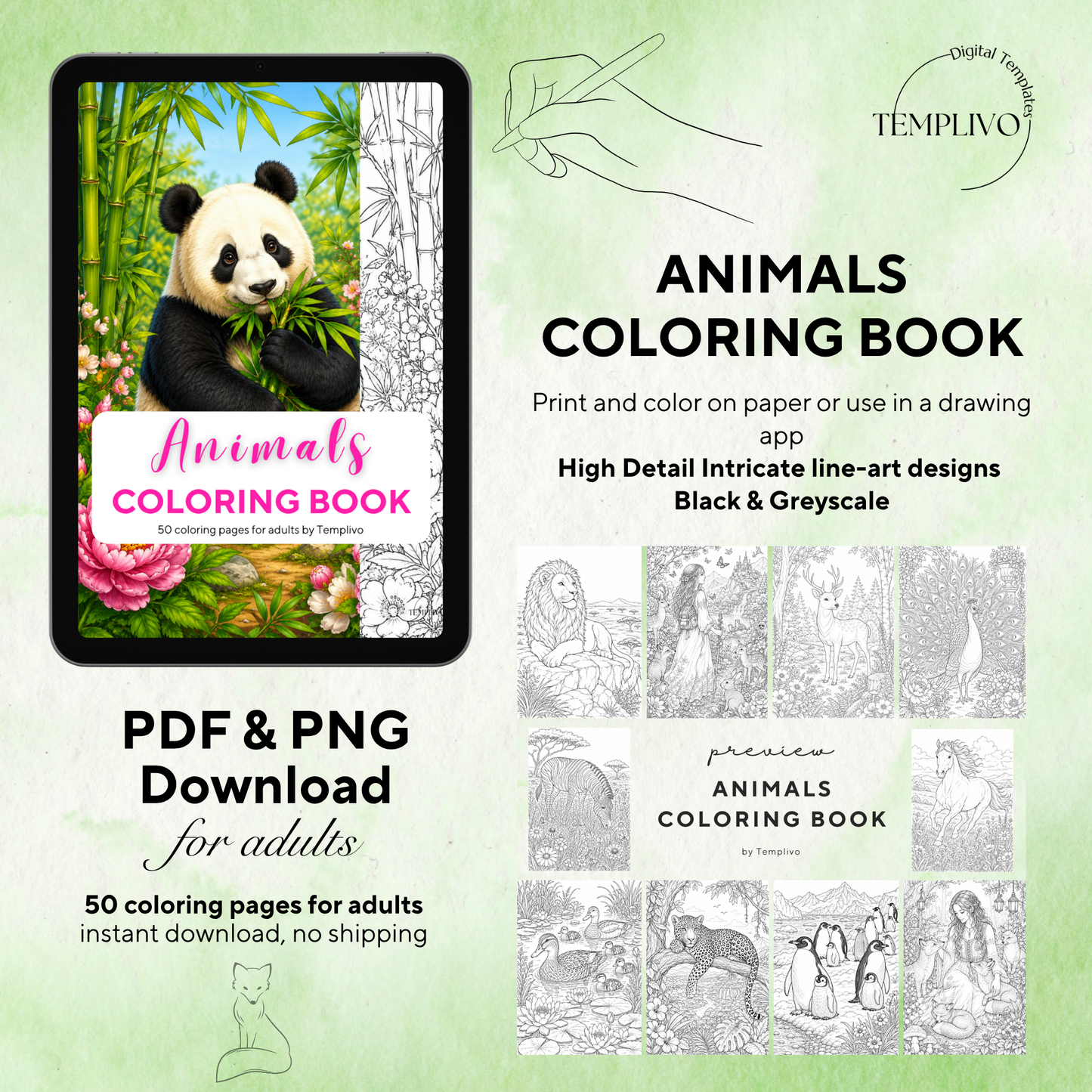 Adult coloring book, Animals coloring book, Animal, livre de coloriage, pdf, png, animal coloring pages, adult coloring pages, doodle colouring book, forest colouring pages png, adult coloring pages printable, adult coloring, coloring pages for adults, coloring page digital, Instant download, high detail and intricate, Line art, best seller, grey scale, Tiere Malvorlagen, Tier Malbuch, Malseiten, Tierwelt, animaux