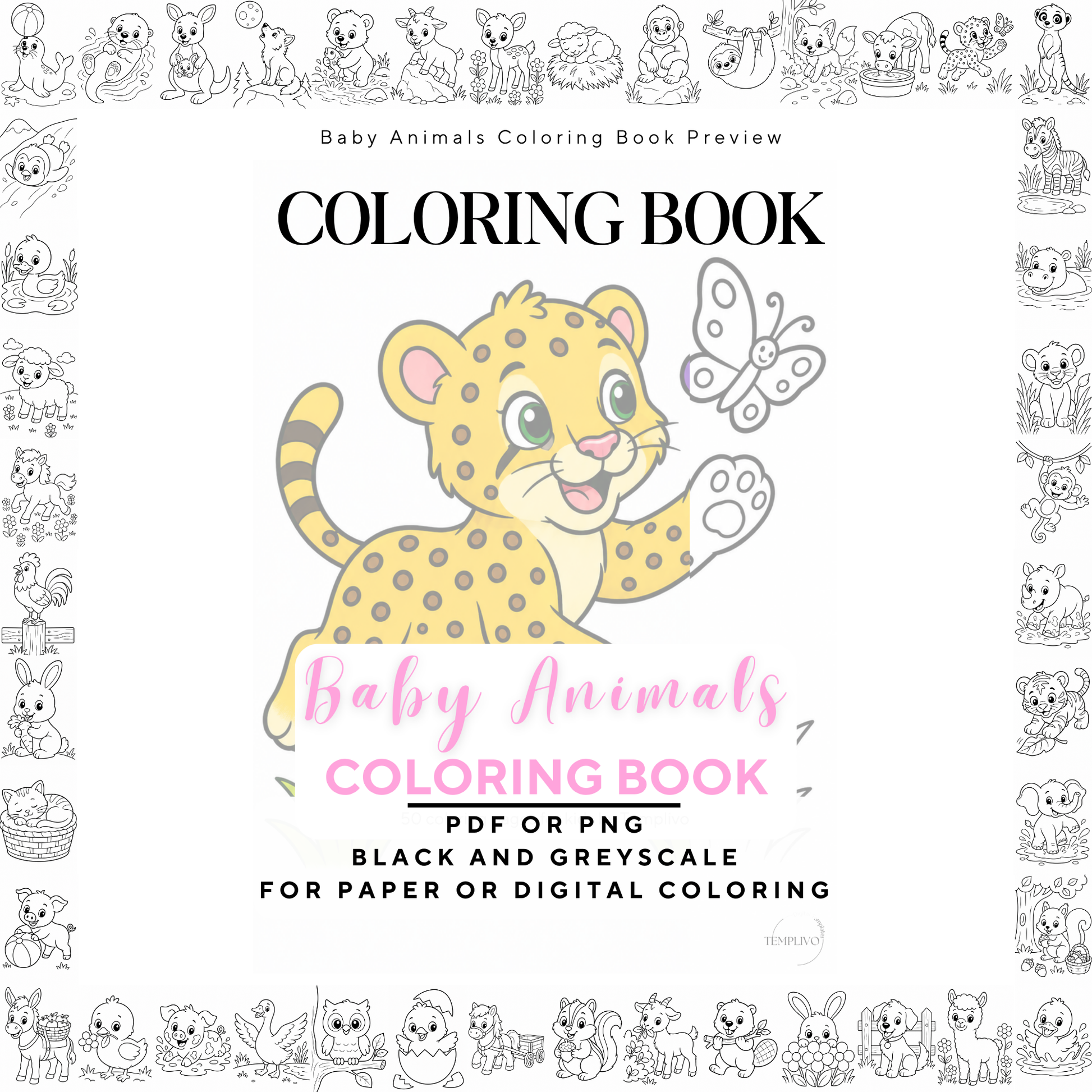 Baby Animals coloring book, kids coloring book, cute animals, coloriage png, animal coloring pages, children coloring pages, doodle colouring book, children colouring pages png, little animals coloring pages, kids coloring pages printable, childrens coloring, coloring pages for kids, coloring page digital, Instant download, simple coloring, High detail, Line art, best seller, grey scale, Malbuch für Kinder, Malbuch, Malseiten, Baby Tiere