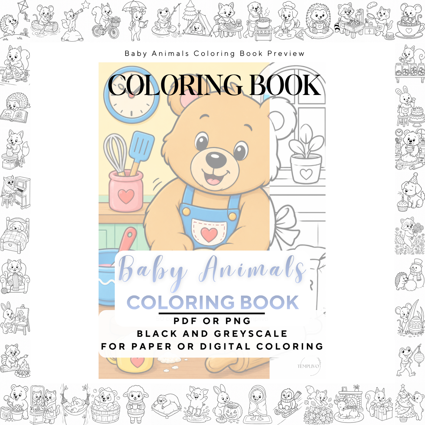 Baby Animals coloring book, kids coloring book, cute animals, coloriage png, animal coloring pages, children coloring pages, doodle colouring book, children colouring pages png, little animals coloring pages, kids coloring pages printable, childrens coloring, coloring pages for kids, coloring page digital, Instant download, simple coloring, High detail, Line art, best seller, grey scale, Malbuch für Kinder, Malbuch, Malseiten, Baby Tiere