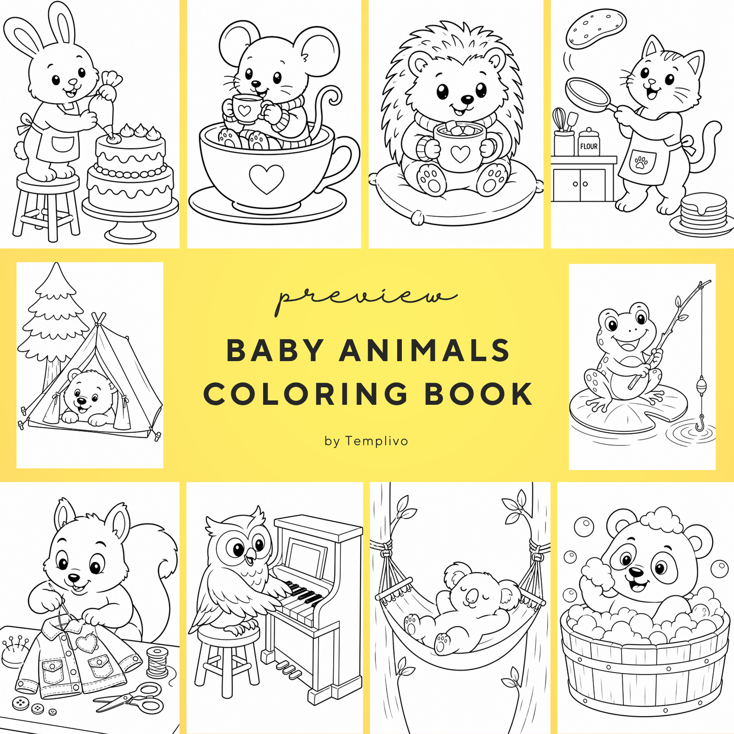 Baby Animals coloring book, kids coloring book, cute animals, coloriage png, animal coloring pages, children coloring pages, doodle colouring book, children colouring pages png, little animals coloring pages, kids coloring pages printable, childrens coloring, coloring pages for kids, coloring page digital, Instant download, simple coloring, High detail, Line art, best seller, grey scale, Malbuch für Kinder, Malbuch, Malseiten, Baby Tiere