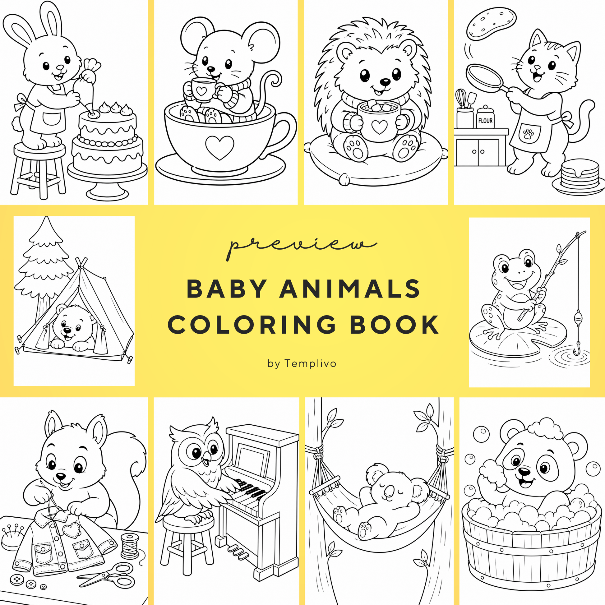 Baby Animals coloring book, kids coloring book, cute animals, coloriage png, animal coloring pages, children coloring pages, doodle colouring book, children colouring pages png, little animals coloring pages, kids coloring pages printable, childrens coloring, coloring pages for kids, coloring page digital, Instant download, simple coloring, High detail, Line art, best seller, grey scale, Malbuch für Kinder, Malbuch, Malseiten, Baby Tiere