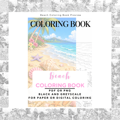 Adult coloring book, beach coloring book, seaside, livre de coloriage, pdf, png, beach coloring pages, adult coloring pages, doodle colouring book, blue sea colouring pages png, adult coloring pages printable, adult coloring, coloring pages for adults, coloring page digital, Instant download, high detail and intricate, Line art, best seller, grey scale, Strand Malvorlagen, Malbuch, Malseiten, Meer