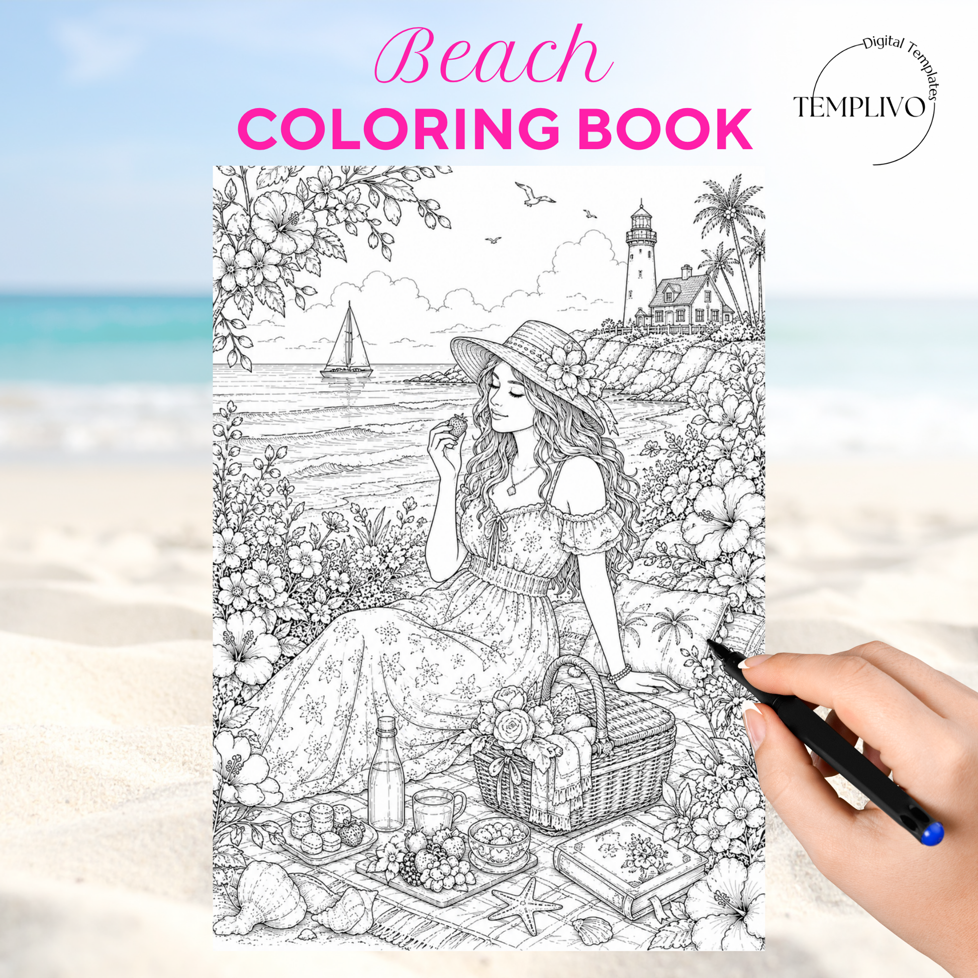 Adult coloring book, beach coloring book, seaside, livre de coloriage, pdf, png, beach coloring pages, adult coloring pages, doodle colouring book, blue sea colouring pages png, adult coloring pages printable, adult coloring, coloring pages for adults, coloring page digital, Instant download, high detail and intricate, Line art, best seller, grey scale, Strand Malvorlagen, Malbuch, Malseiten, Meer