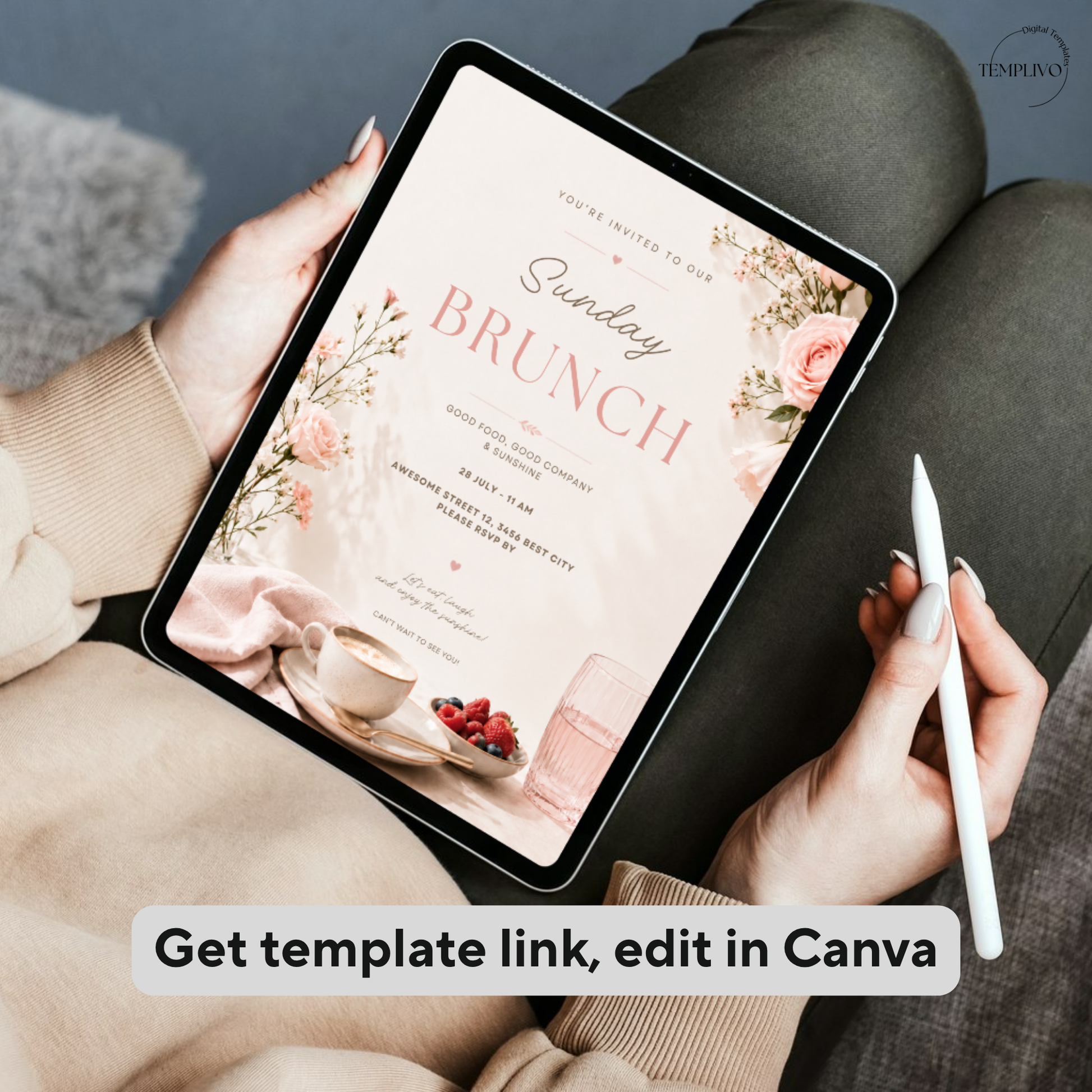 Brunch Invitation, brunch invitation canva template, elegant brunch invite, berries brunch invitation, champagne birthday invite, bridal shower invitation, baby shower invite canva, ladies brunch party invite, editable brunch template, digital brunch invitation, printable brunch invite, hen party invitation, birthday brunch invite, instant download invite, soft pink party invitation, canva party template, Brunch Einladung, editable printable invitation
