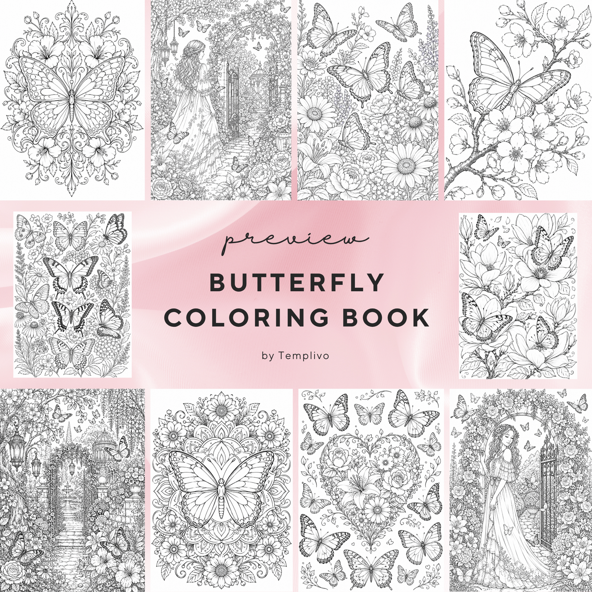 Adult coloring book, Butterfly coloring book, butterflies, livre de coloriage, pdf, png, fantasy coloring pages, adult coloring pages, doodle colouring book, floral colouring pages png, adult coloring pages printable, adult coloring, coloring pages for adults, coloring page digital, Instant download, high detail and intricate, Line art, best seller, grey scale, Schmetterling Malvorlagen, Malbuch, Malseiten, Schmetterlinge