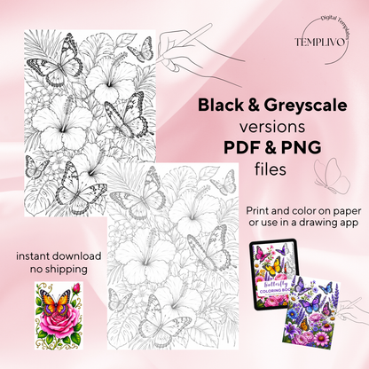 Adult coloring book, Butterfly coloring book, butterflies, livre de coloriage, pdf, png, fantasy coloring pages, adult coloring pages, doodle colouring book, floral colouring pages png, adult coloring pages printable, adult coloring, coloring pages for adults, coloring page digital, Instant download, high detail and intricate, Line art, best seller, grey scale, Schmetterling Malvorlagen, Malbuch, Malseiten, Schmetterlinge