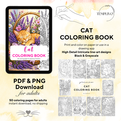 Adult coloring book, Cat coloring book, fantasy, livre de coloriage, pdf, png, cat coloring pages, adult coloring pages, doodle colouring book, fantasy cat colouring pages png, adult coloring pages printable, adult coloring, coloring pages for adults, coloring page digital, Instant download, Intricate, High detail, Line art, best seller, grey scale, Katzen Malvorlagen, Malbuch, Malseiten