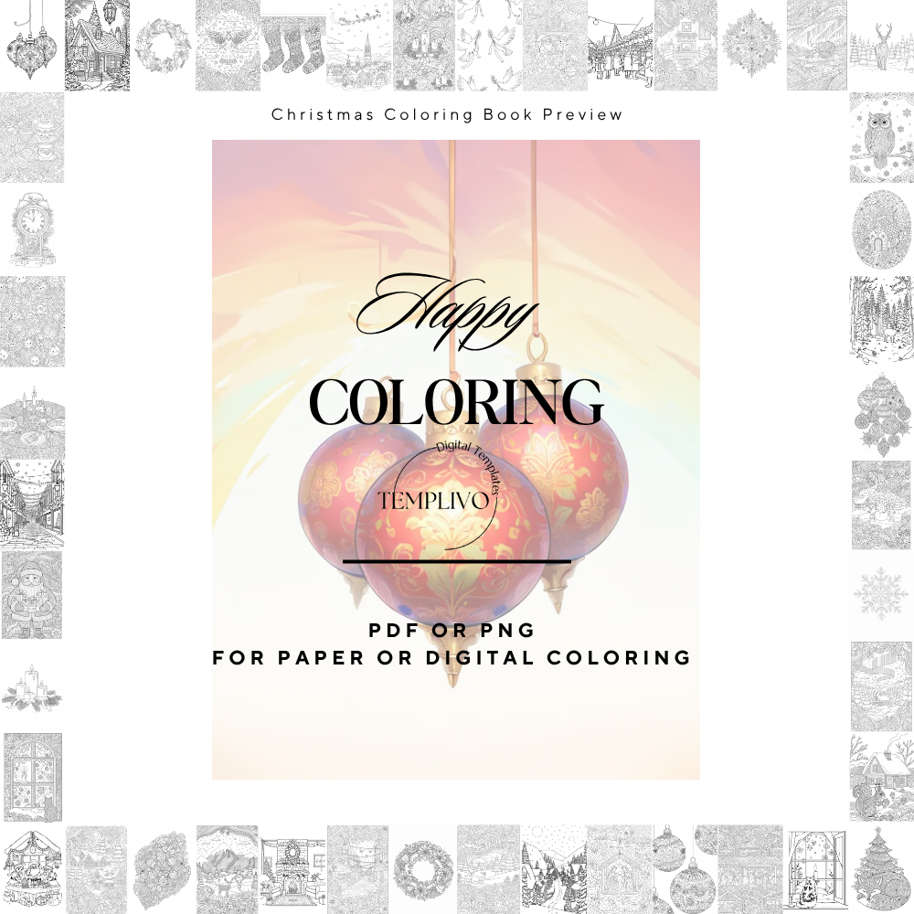 christmas coloring book, adult coloring book, xmas coloring sheets, printable coloring book for adults, digital coloring png, christmas coloring book pdf, Adult coloring pages printable, christmas printable, winter coloring book, Malbuch Weihnachts, weihnachts malbuch