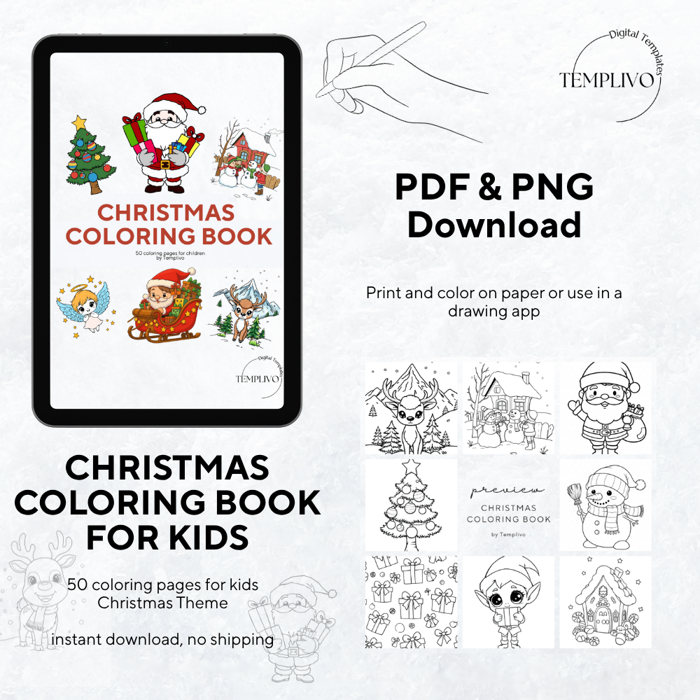 Christmas Coloring Book for Kids, Coloring Book, Christmas Coloring pages, Kids coloring book, coloring pages for children, Christmas Coloring, Malseite, Weihnachts Malbuch