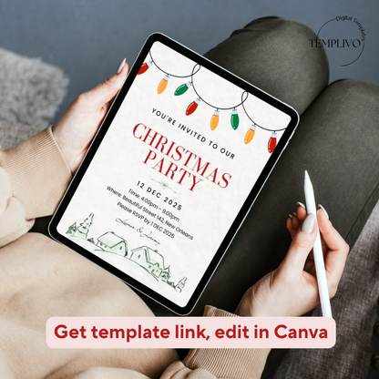Christmas Party Invitation, Canva Template, editable invitation, digital christmas invitation, christmas party envite, weihnachts party einladung, canva vorlage, printable pdf invitation, digital invite