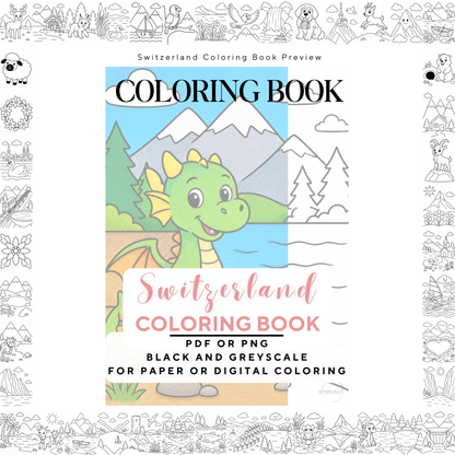 Kids coloring book, switzerland coloring book, swiss, coloriage png, floral coloring pages, children coloring pages, doodle colouring book, forest colouring pages png, animal coloring pages, kids coloring pages printable, childrens coloring, coloring pages for kids, coloring page digital, Instant download, Intricate, High detail, Line art, best seller, grey scale, swissness, Malbuch, Malseiten, Schweiz, Suisse