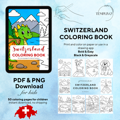 Kids coloring book, switzerland coloring book, swiss, coloriage png, floral coloring pages, children coloring pages, doodle colouring book, forest colouring pages png, animal coloring pages, kids coloring pages printable, childrens coloring, coloring pages for kids, coloring page digital, Instant download, Intricate, High detail, Line art, best seller, grey scale, swissness, Malbuch, Malseiten, Schweiz, Suisse