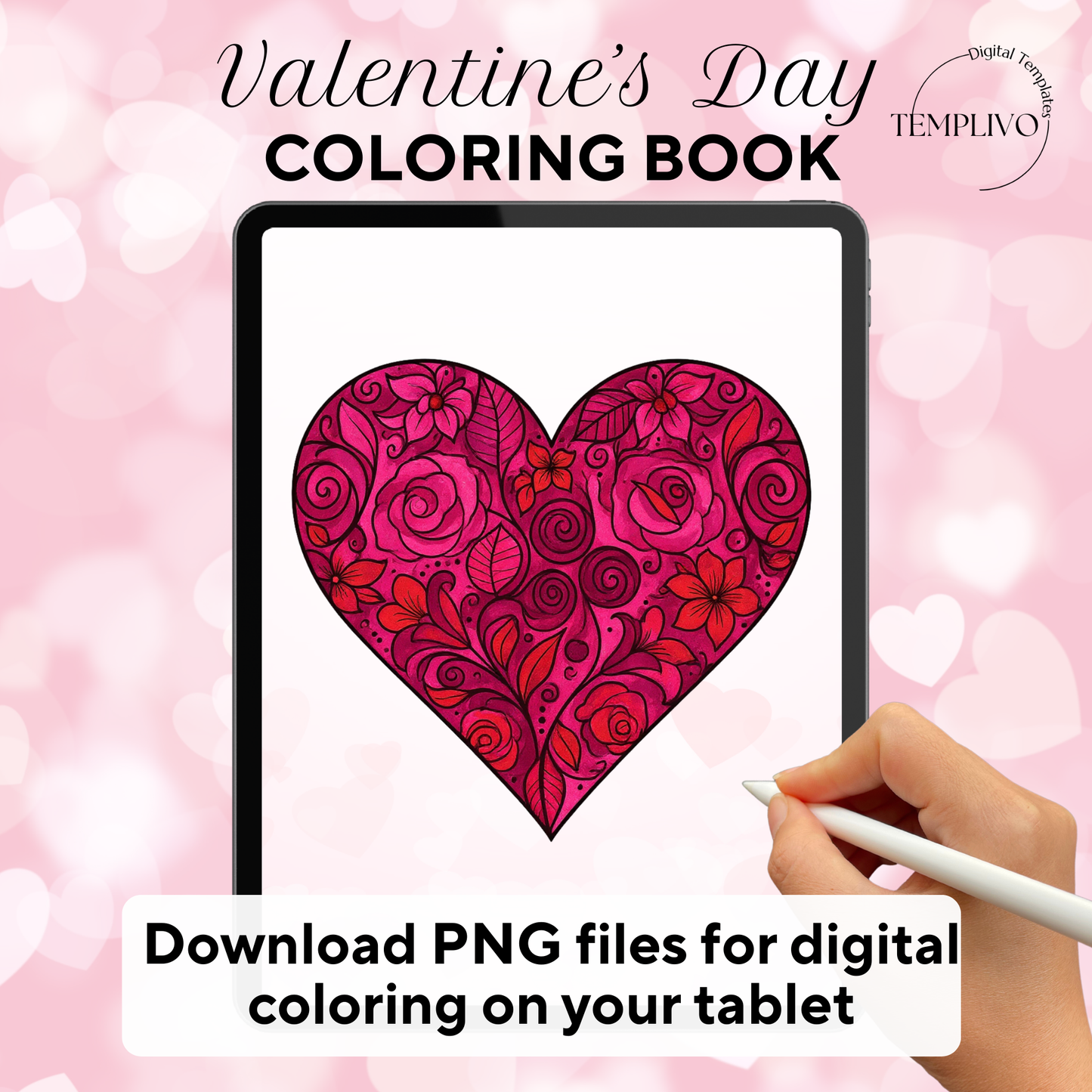 Coloring Book, adult coloring pages, coloring pages, valentines day, valentine day, valentine, love, love theme, digital coloring book, adult coloring book, printable coloring pages, heart coloring book, pdf, png, digital download, Malbuch, livre de coloriage