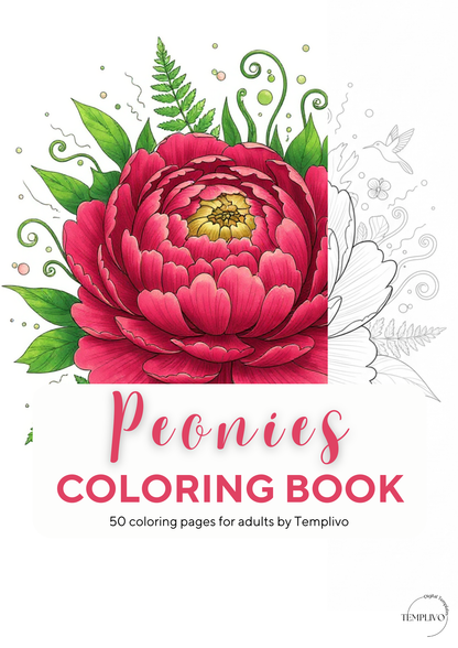 Peony coloring book, adult coloring pages, coloring book, floral theme, peonies colouring, adult coloring book, Malbuch, Malseiten, Blumen, printempds, intricate, line-art, high detail black and greyscale, pdf, png, printable coloring sheets, digital coloring,  livres coloriage adulte, doodle coloring,  ausmalbilder erwachsene, digital download, Instant download, Coloring Pages for adults, flower coloring pages