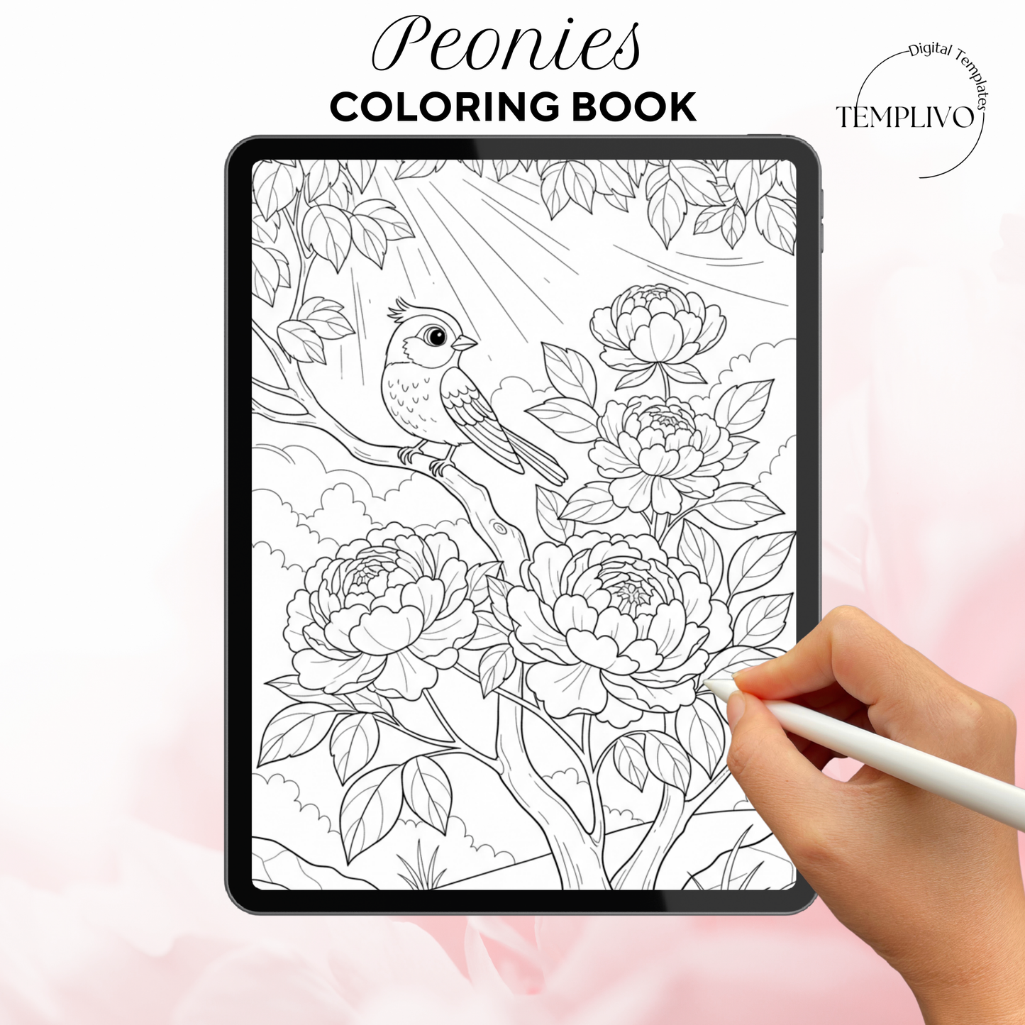 Peony coloring book, adult coloring pages, coloring book, floral theme, peonies colouring, adult coloring book, Malbuch, Malseiten, Blumen, printempds, intricate, line-art, high detail black and greyscale, pdf, png, printable coloring sheets, digital coloring,  livres coloriage adulte, doodle coloring,  ausmalbilder erwachsene, digital download, Instant download, Coloring Pages for adults, flower coloring pages
