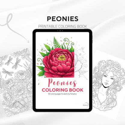 Peony coloring book, adult coloring pages, coloring book, floral theme, peonies colouring, adult coloring book, Malbuch, Malseiten, Blumen, printempds, intricate, line-art, high detail black and greyscale, pdf, png, printable coloring sheets, digital coloring,  livres coloriage adulte, doodle coloring,  ausmalbilder erwachsene, digital download, Instant download, Coloring Pages for adults, flower coloring pages