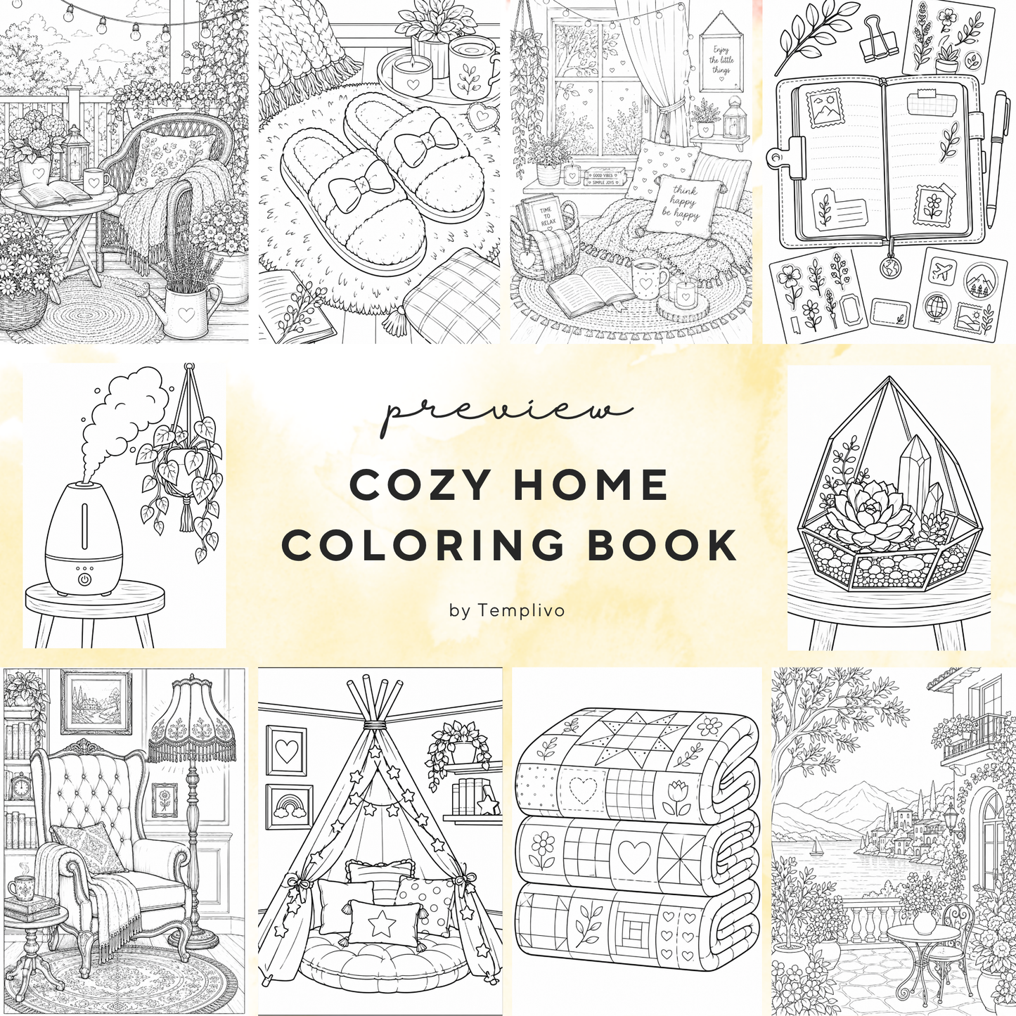 Adult coloring book, Cozy Home  coloring book, cozy, coloriage png, home coloring pages, adult coloring pages, doodle colouring book, vacation colouring pages png, adult coloring pages printable, adult coloring, coloring pages for adults, coloring page digital, Instant download, Intricate, High detail, Line art, best seller, grey scale, gemütliches Zuhasuse, Malbuch, Malseiten