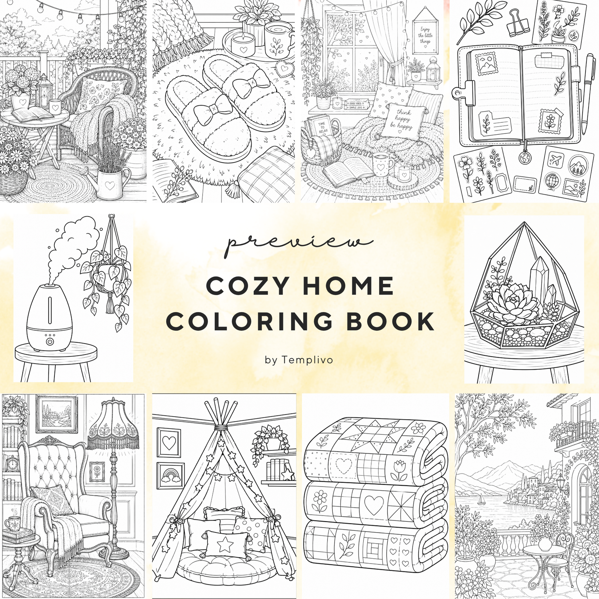 Adult coloring book, Cozy Home  coloring book, cozy, coloriage png, home coloring pages, adult coloring pages, doodle colouring book, vacation colouring pages png, adult coloring pages printable, adult coloring, coloring pages for adults, coloring page digital, Instant download, Intricate, High detail, Line art, best seller, grey scale, gemütliches Zuhasuse, Malbuch, Malseiten