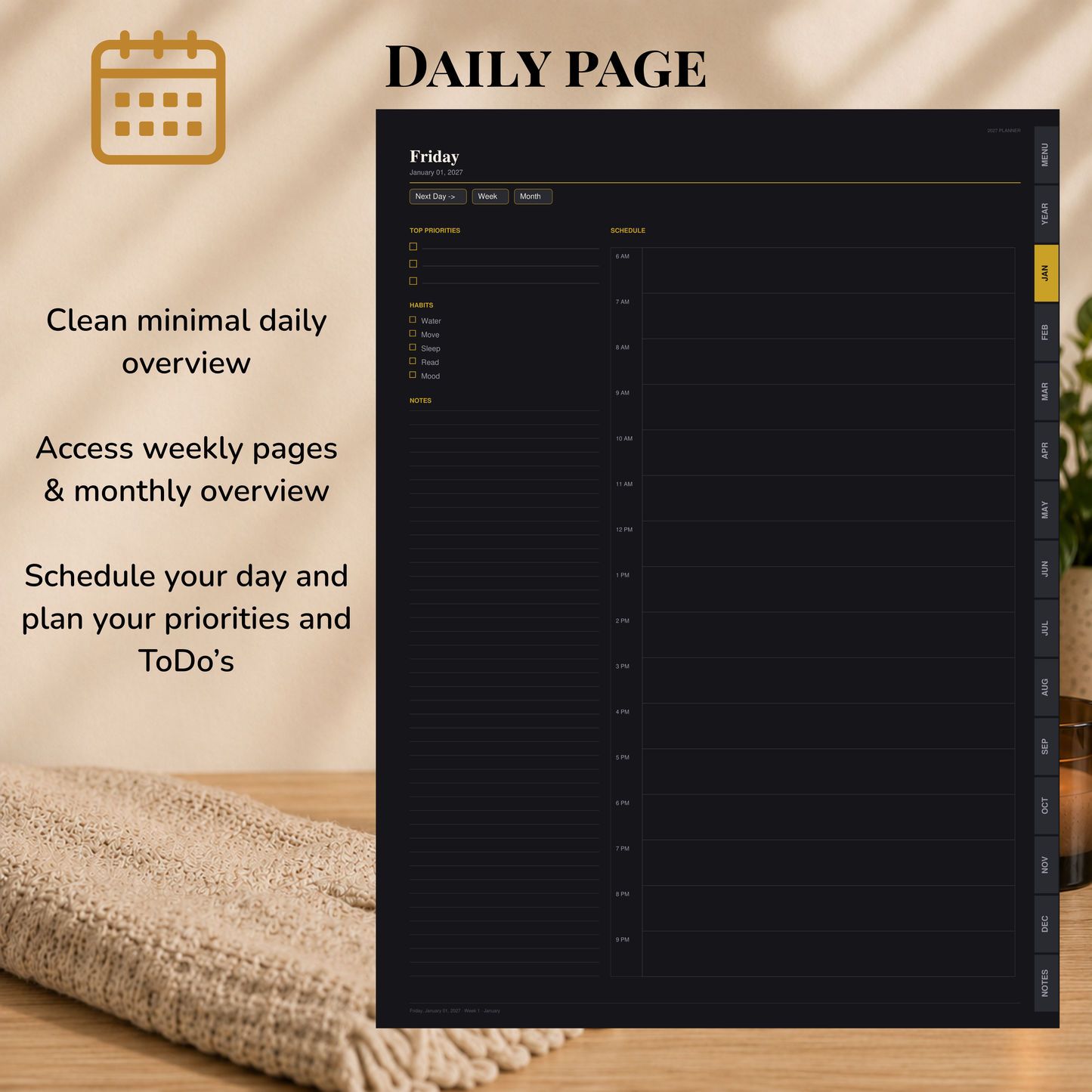Digital Planner 2027, Monday start, dark mode, Digitaler Planer, Digital Planner, portrait orientation, planner, Digital planner, Digital Planner 2027 - Monday Start, journal for samsung notes, goodnotes and ipad, daily, weekly and monthly pages with lifestyle templates, daily planner, weekly planner, monthly planner, digital planner, goodnotes planner, digital journal, notebook, adhd planner, hyperlinked, digital download, 2027 calendar, digitaler planer, digitale agenda, digital notebook