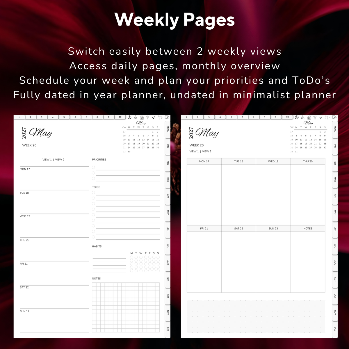 Digital Planner Bundle, minimalist planner, 2027 digital agenda, Digitaler Planer, portrait orientation, Sunday and monday start planner, printable planner, Digital calendar 2027 2026, journal for samsung notes, goodnotes and ipad, daily, weekly and monthly pages with lifestyle templates, daily, weekly planner, monthly planner, digital planner, goodnotes planner, digital journal, notebook, adhd planner, hyperlinked, digital download, 2028 calendar, digitaler planer, digitale agenda, agenda numerique
