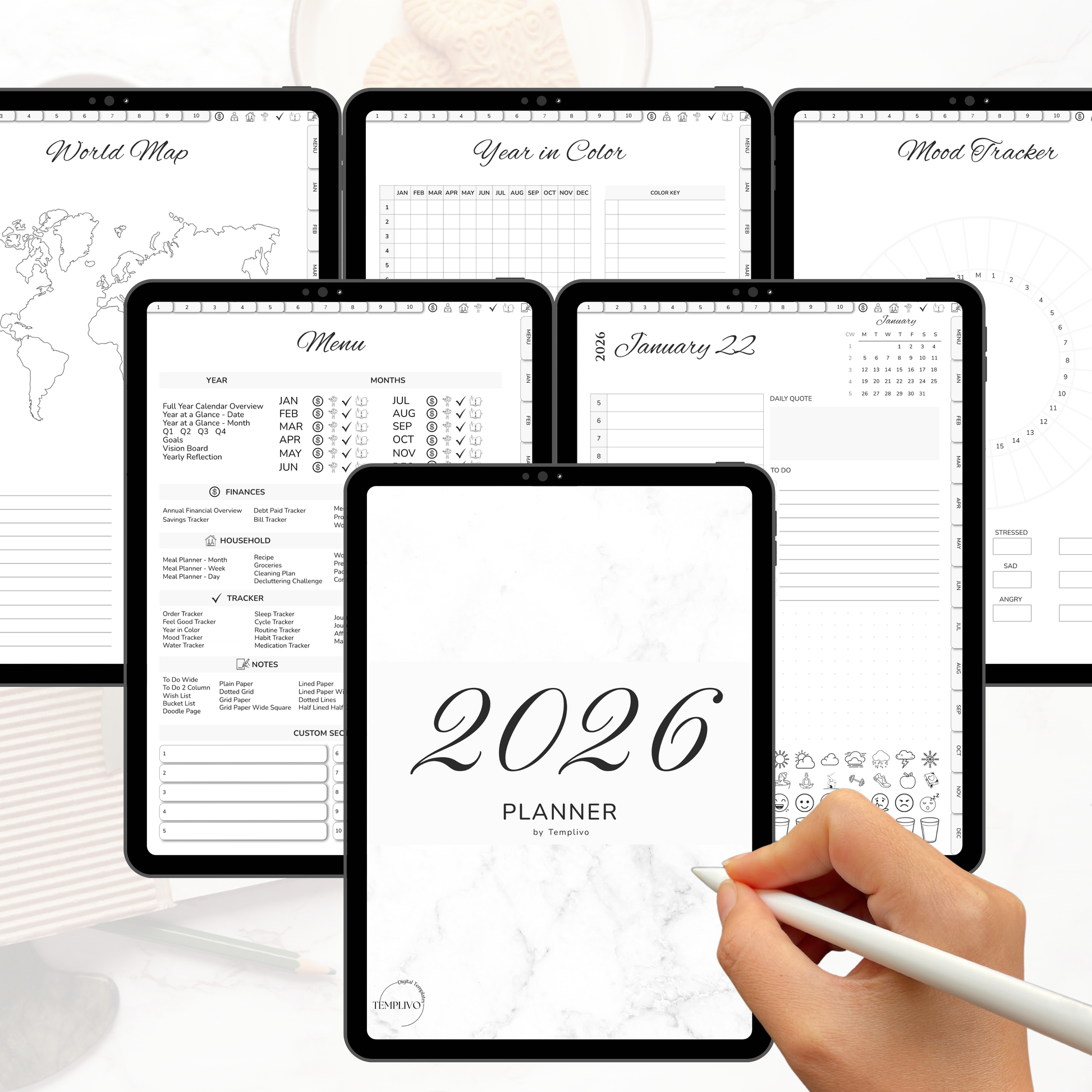 Digital Planner, Digitaler Planer, 2026 Digital Planner, portrait orientation, Monday start planner, printable planner, Digital planner 2026