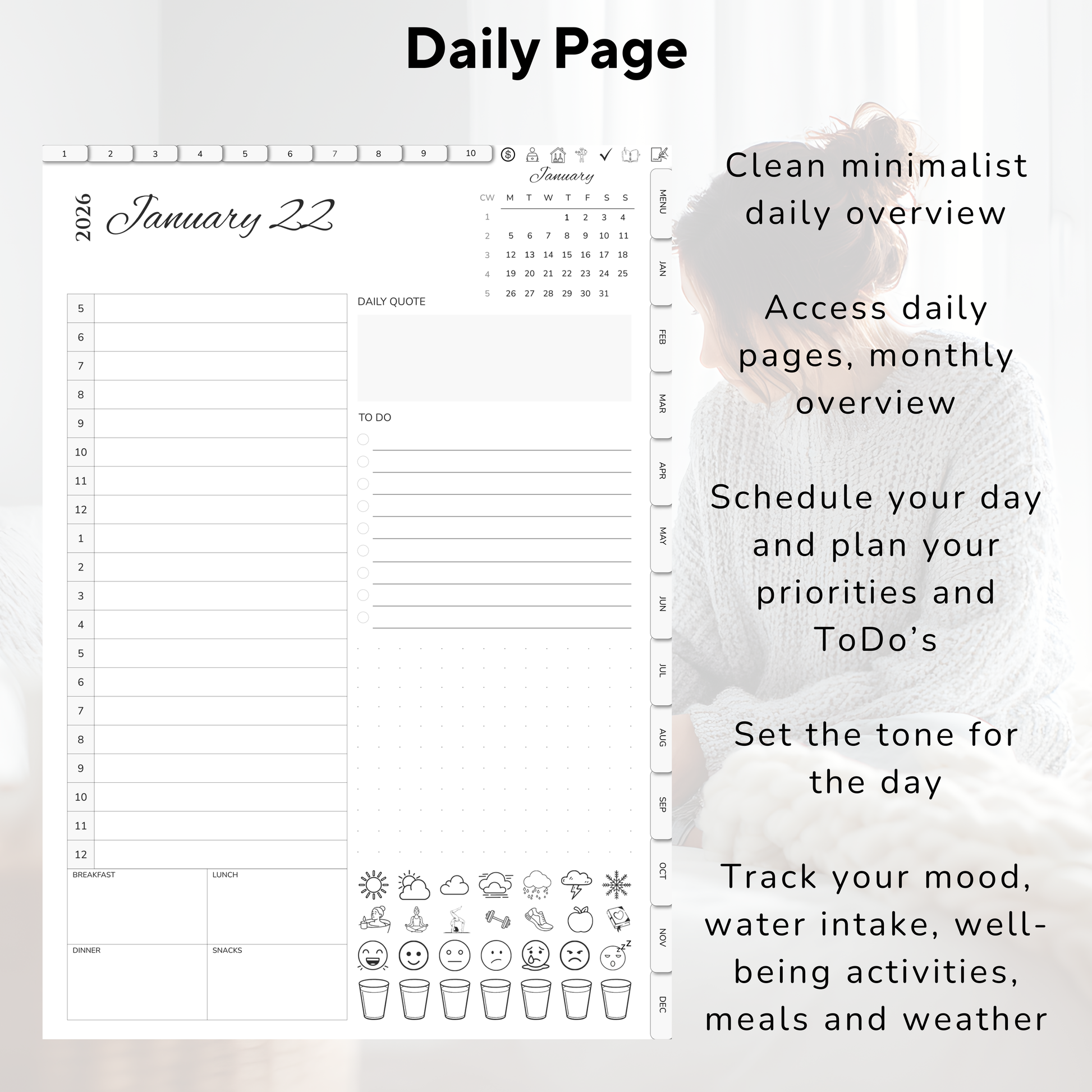 Digital Planner, Digitaler Planer, 2026 Digital Planner, portrait orientation, Monday start planner, printable planner, Digital planner 2026