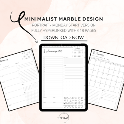 Digital Planner, Digitaler Planer, 2026 Digital Planner, portrait orientation, Monday start planner, printable planner, Digital planner 2026