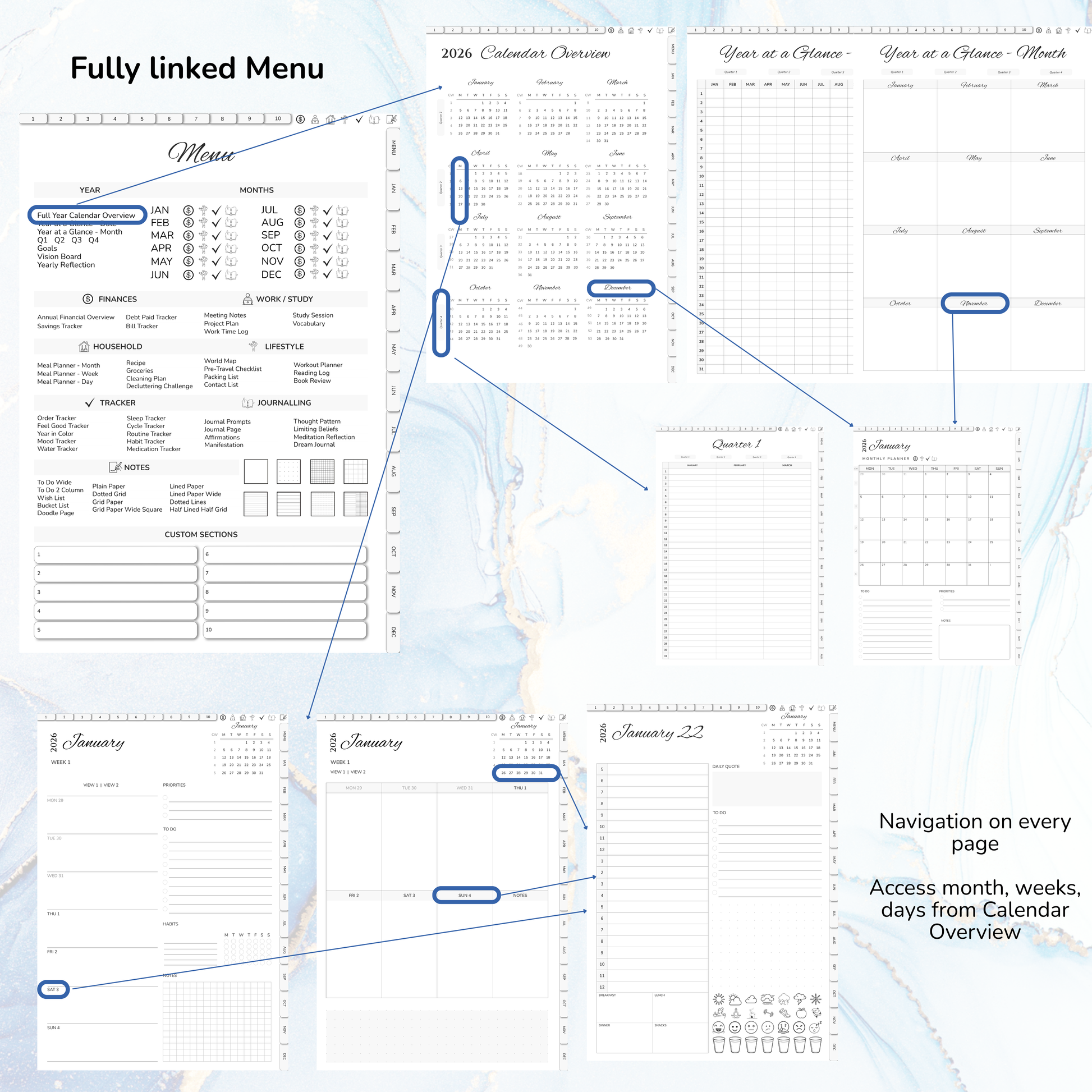 Digital Planner, Digitaler Planer, 2026 Digital Planner, portrait orientation, Monday start planner, printable planner, Digital planner 2026