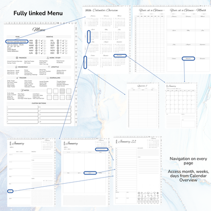 Digital Planner, Digitaler Planer, 2026 Digital Planner, portrait orientation, Monday start planner, printable planner, Digital planner 2026