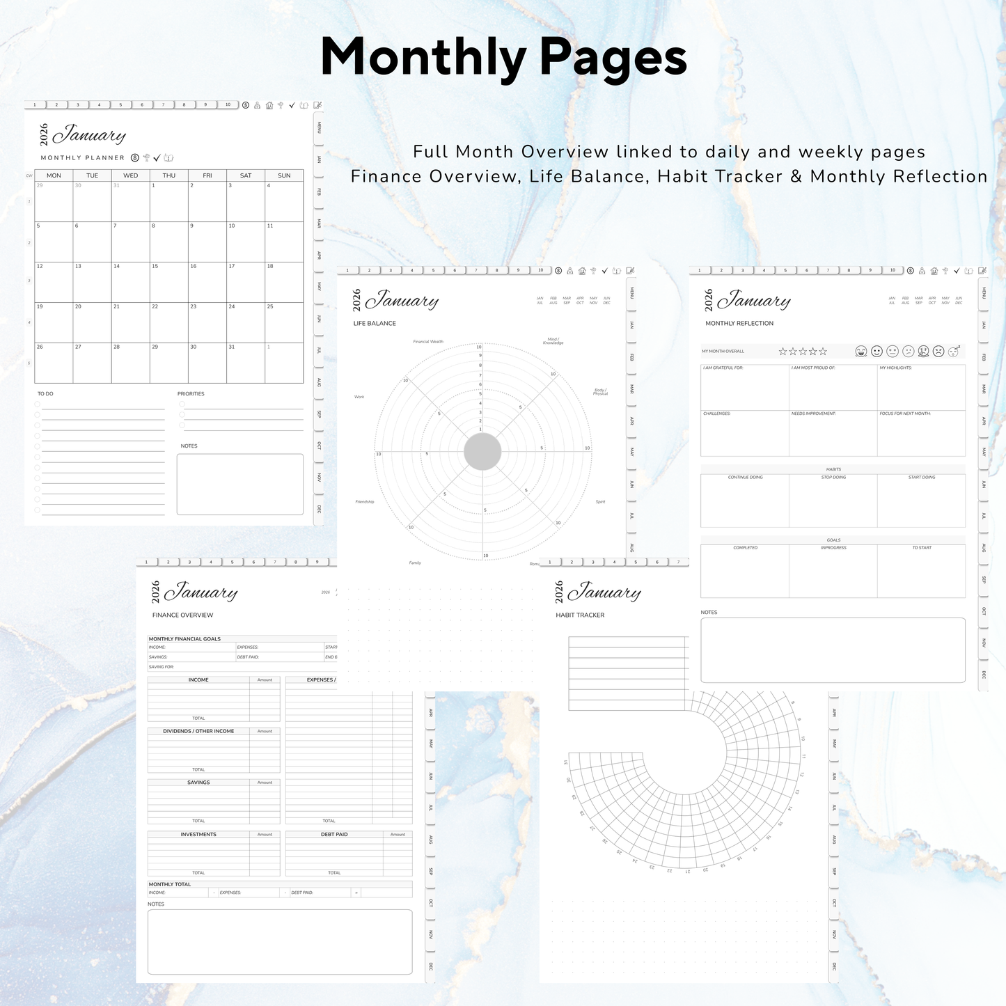 Digital Planner, Digitaler Planer, 2026 Digital Planner, portrait orientation, Monday start planner, printable planner, Digital planner 2026
