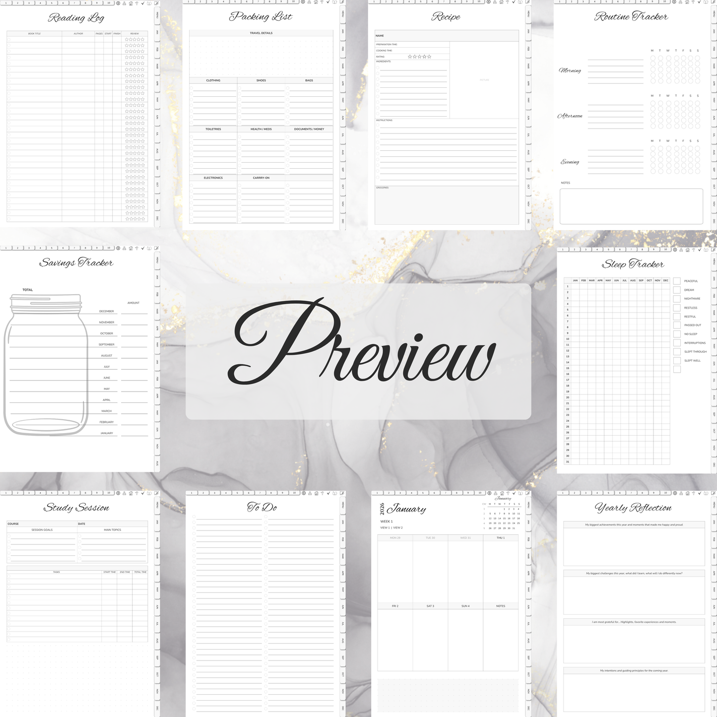 Digital Planner, Digitaler Planer, 2026 Digital Planner, portrait orientation, Monday start planner, printable planner, Digital planner 2026