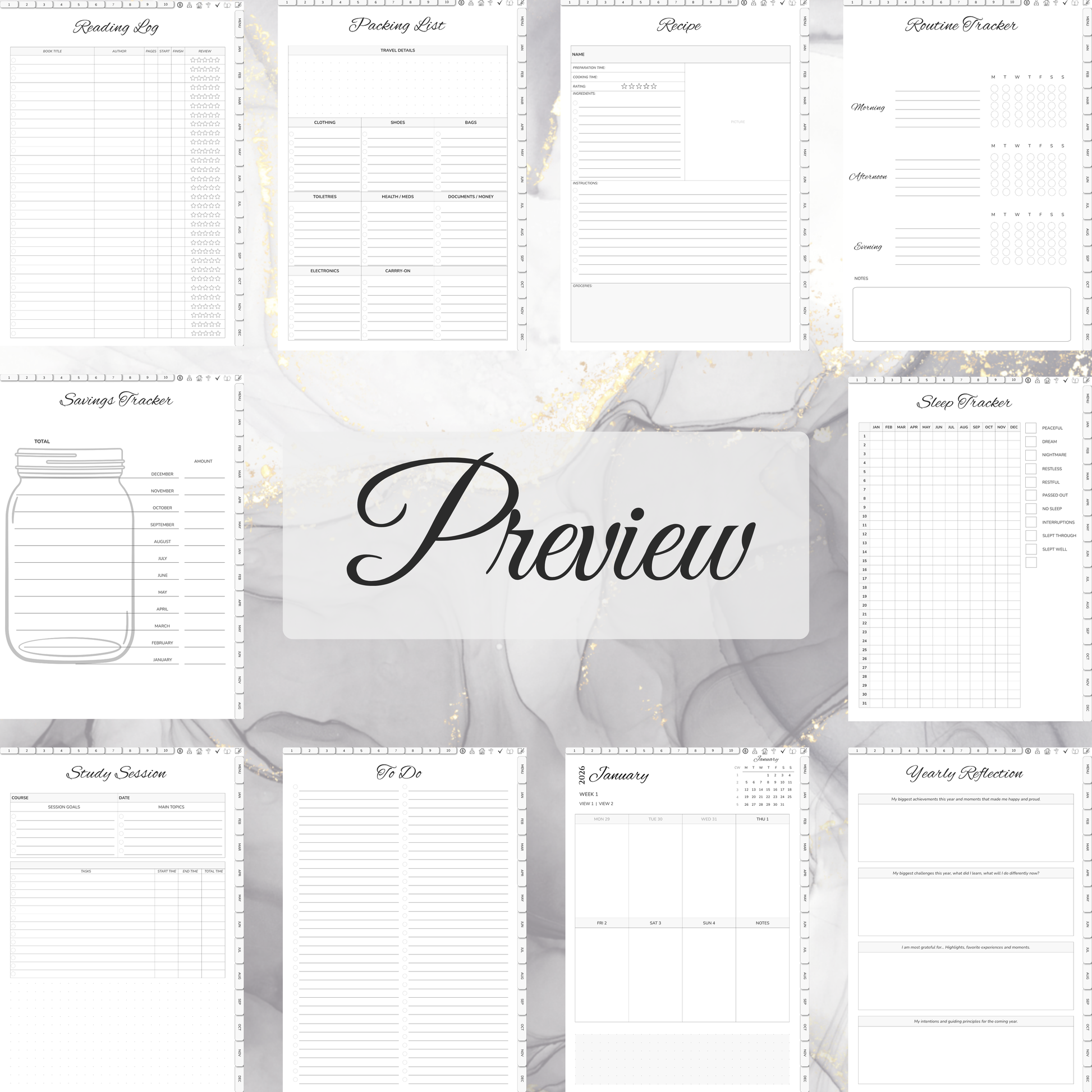 Digital Planner, Digitaler Planer, 2026 Digital Planner, portrait orientation, Monday start planner, printable planner, Digital planner 2026