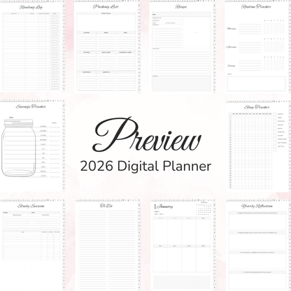 Digital Planner, Digitaler Planer, 2026 Digital Planner, portrait orientation, Sunday start planner, printable planner, Digital planner 2026, Digital Planner 2026 - Sunday Start, journal for samsung notes, goodnotes and ipad, daily, weekly and monthly pages with lifestyle templates, daily planner, weekly planner, monthly planner, digital planner, goodnotes planner, digital journal, notebook, adhd planner, hyperlinked, digital download, 2026 calendar, digitaler planer, digitale agenda, digital notebook