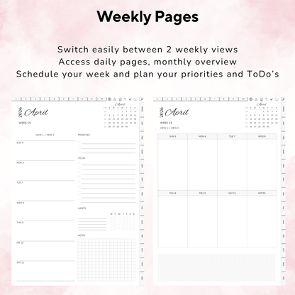 Digital Planner, Digitaler Planer, 2026 Digital Planner, portrait orientation, Sunday start planner, printable planner, Digital planner 2026, Digital Planner 2026 - Sunday Start, journal for samsung notes, goodnotes and ipad, daily, weekly and monthly pages with lifestyle templates, daily planner, weekly planner, monthly planner, digital planner, goodnotes planner, digital journal, notebook, adhd planner, hyperlinked, digital download, 2026 calendar, digitaler planer, digitale agenda, digital notebook
