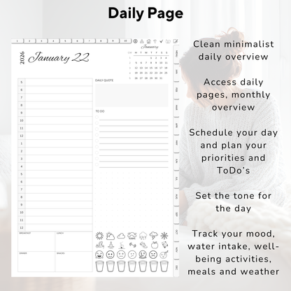 Digital Planner, Digitaler Planer, 2026 Digital Planner, portrait orientation, Sunday start planner, printable planner, Digital planner 2026, Digital Planner 2026 - Sunday Start, journal for samsung notes, goodnotes and ipad, daily, weekly and monthly pages with lifestyle templates, daily planner, weekly planner, monthly planner, digital planner, goodnotes planner, digital journal, notebook, adhd planner, hyperlinked, digital download, 2026 calendar, digitaler planer, digitale agenda, digital notebook