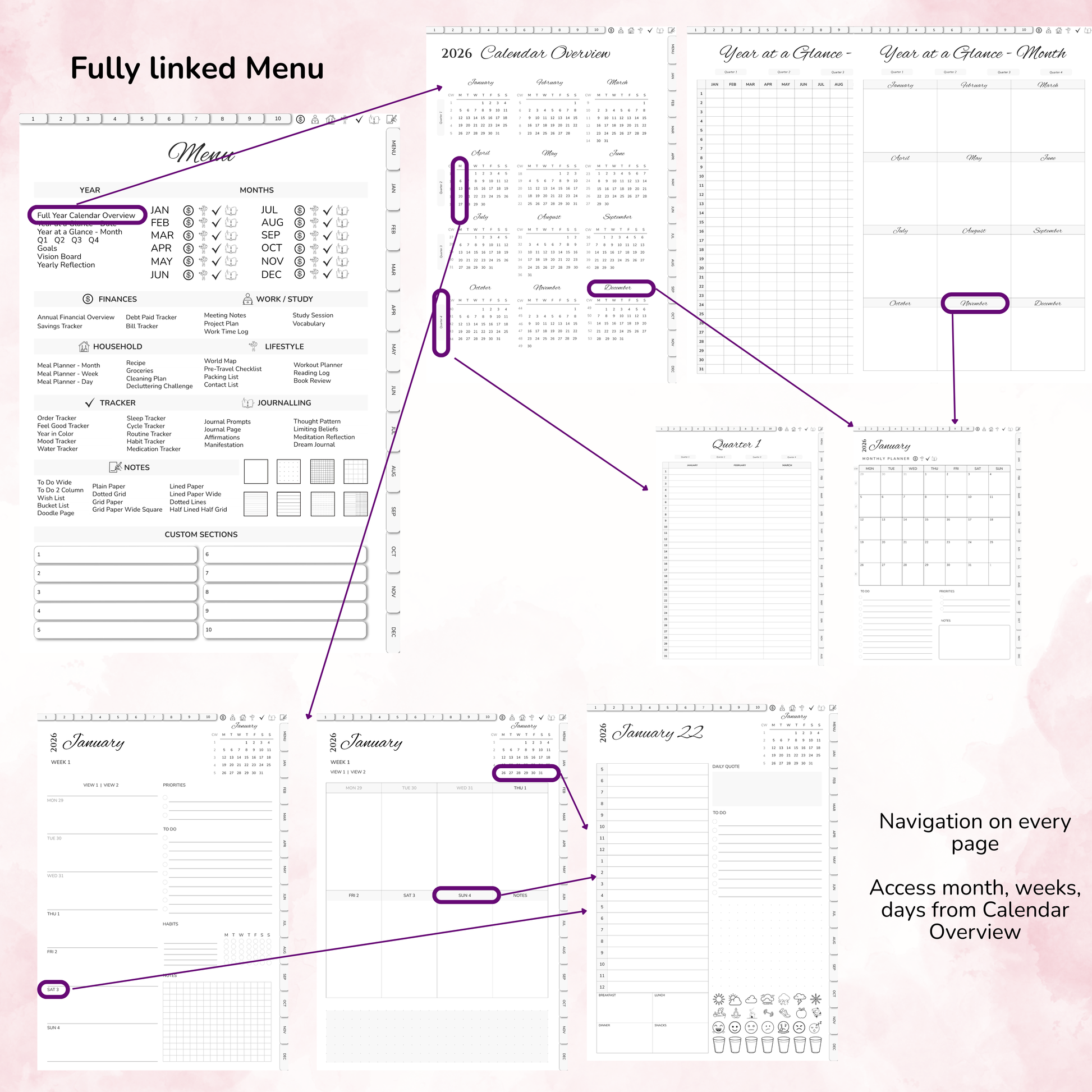 Digital Planner, Digitaler Planer, 2026 Digital Planner, portrait orientation, Monday start planner, printable planner, Digital planner 2026, Digital Planner 2026 - Monday Start, journal for samsung notes, goodnotes and ipad, daily, weekly and monthly pages with lifestyle templates, daily planner, weekly planner, monthly planner, digital planner, goodnotes planner, digital journal, notebook, adhd planner, hyperlinked, digital download, 2026 calendar, digitaler planer, digitale agenda, digital notebook