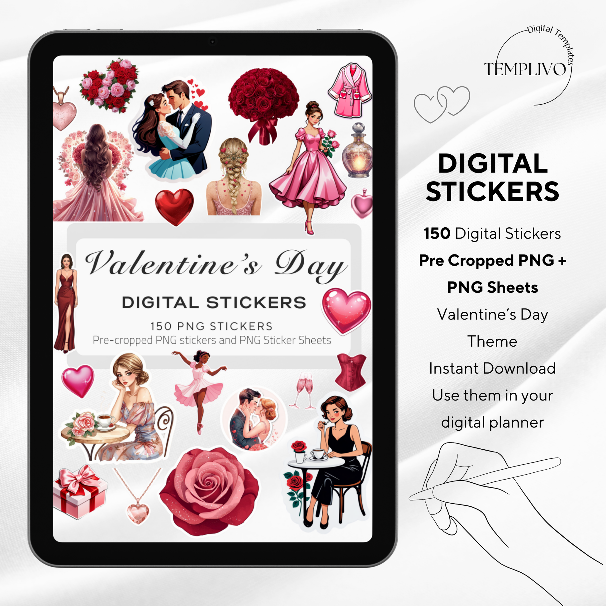 Digital stickers, digital planner stickers, planner stickers, valentines day, png stickers, stickers, ipad stickers, goodnotes stickers, aesthetic stickers, watercolor stickers, valentines png, valentines stickers, valentine, love stickers, valentinstag, digitale sticker, planer sticker