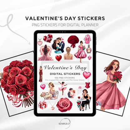 Digital stickers, digital planner stickers, planner stickers, valentines day, png stickers, stickers, ipad stickers, goodnotes stickers, aesthetic stickers, watercolor stickers, valentines png, valentines stickers, valentine, love stickers, valentinstag, digitale sticker, planer sticker