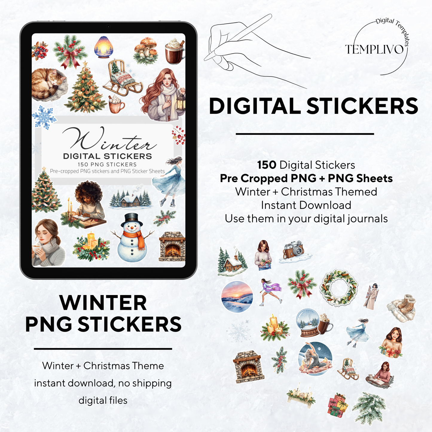 Digital Stickers, Winter digital stickers, christmas stickers for digital planner, ipad stickers, stickers sheet, png stickers, winter stickers, christmas stickers, christmas digital stickers, digitale Aufkleber